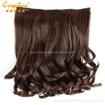 Wholesale high quality wavy 5 clips on hair extension cheap synthetic clip in hair extension for women mix color 2# 30#